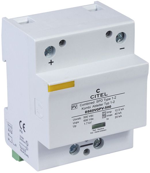 Protezione sovratensione PV Flury DS50 VGPV, 500V DC, t1+2