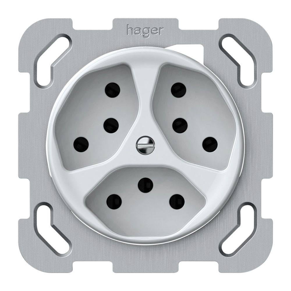 UP-Steckdose origin 3×Typ 13 10A 230V 77×77mm weiss