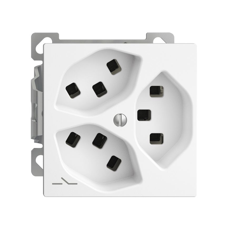 AP-Steckdose 3×T23 Feller EDIZIOdue FXCO54, 1×getrennt, Steckklemmen, weiss