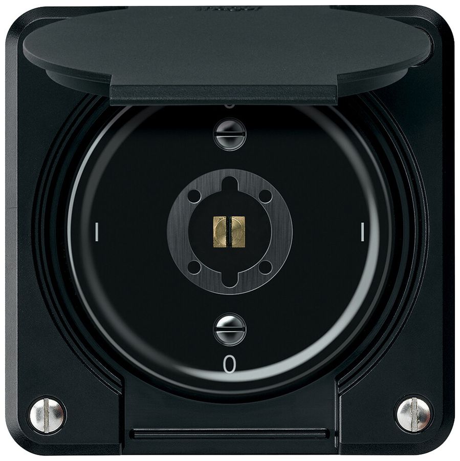 Interruttore a chiave robusto interruttore 2×1 polo 16A 250V 86×86mm nero