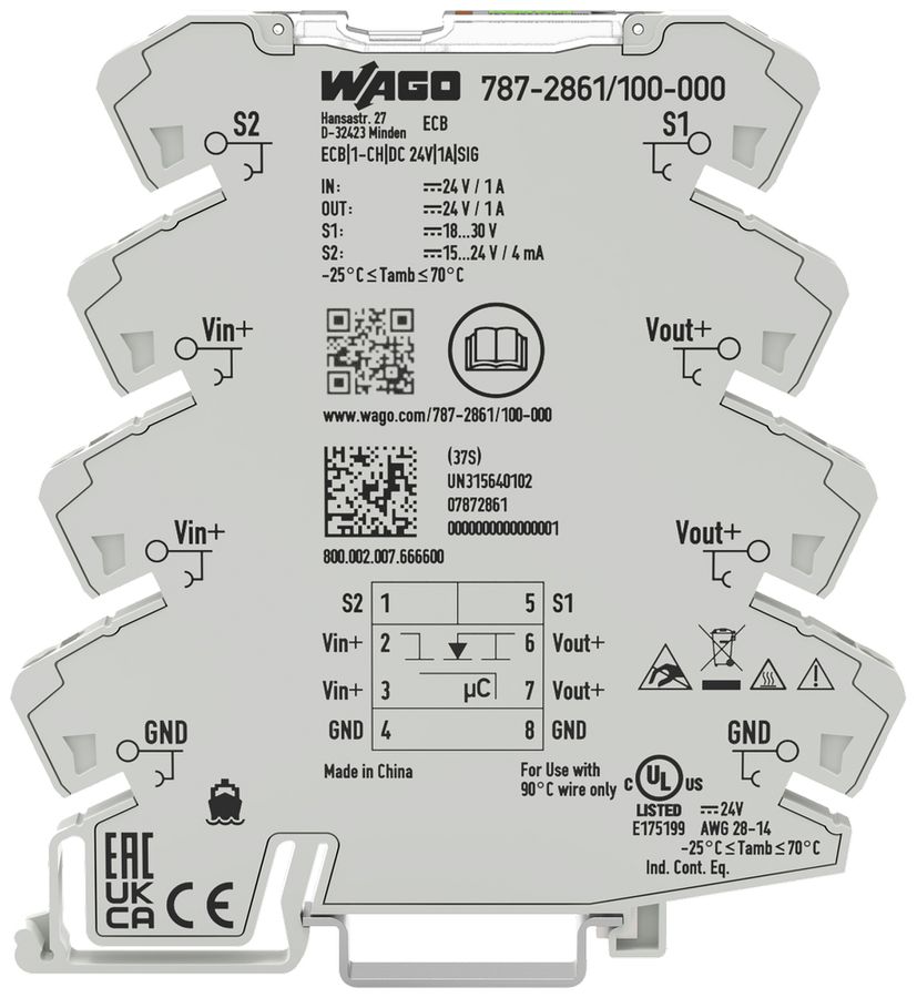 Schutzschalter elektronisch WAGO EPSITRON, 1-Kanal, 24VDC 1A kommunikationsfähig