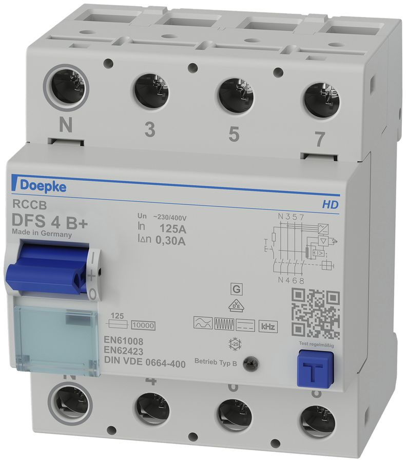 Fehlerstromschutzschalter Doepke DFS 4 B +, 125A, 300mA, 4L, N links