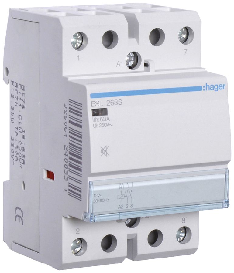 REG-Schütz Hager ESL 12VAC 2 Schliesser 63A brummfrei 3TE