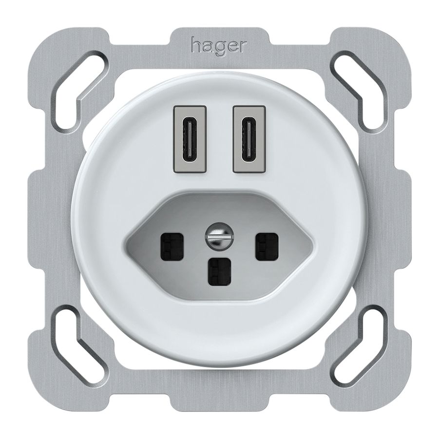 Prise de charge USB ENC origin 2×USB-C 3000mA 5V avec type 23 blanc