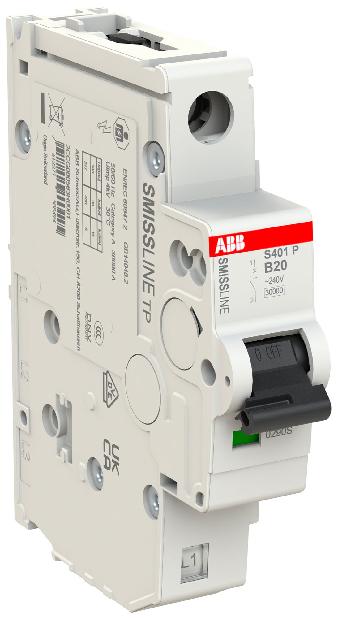 Leitungsschutzschalter SMISSLINE TP, 1L, B, 20A, 30kA