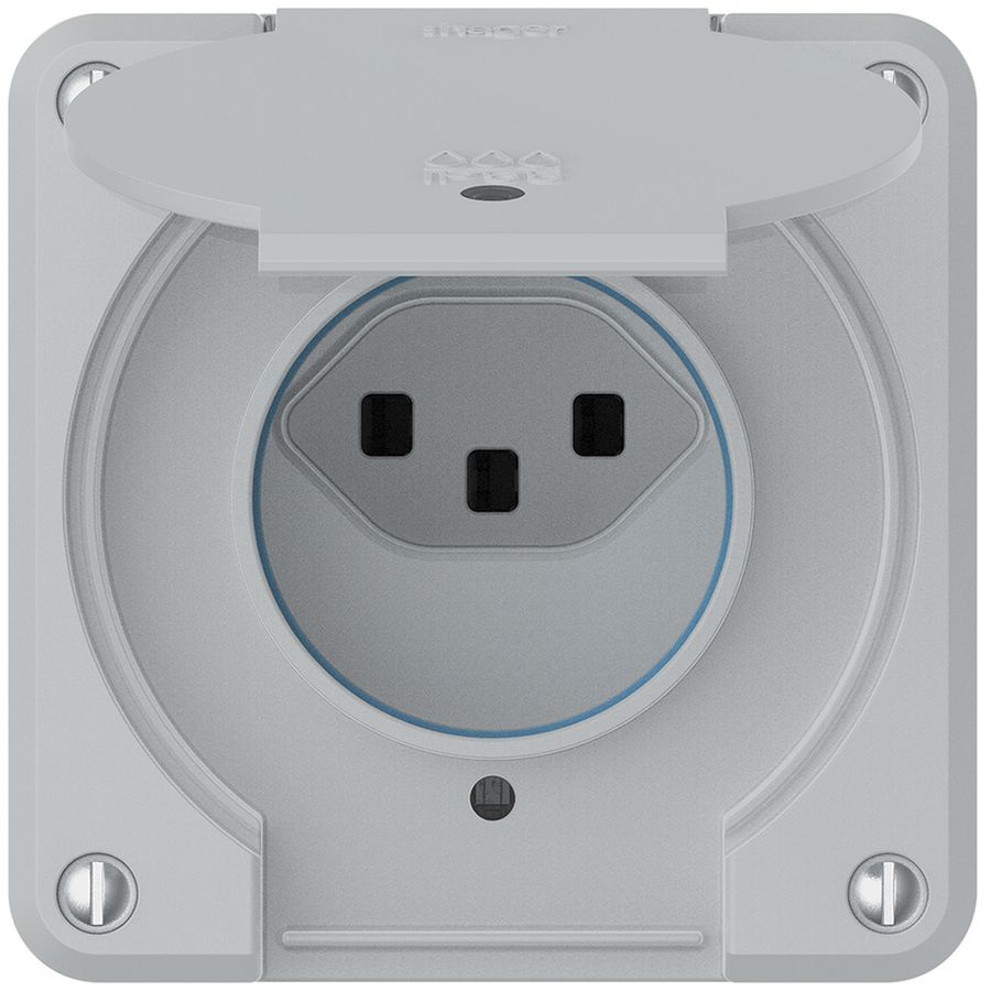 Prise robusto 1×type 23 lumineux IP55 gris clair