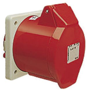 EB-Steckdose CEEtyp 7L 16A 6h Kontakte vernickelt, gerade