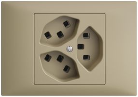 EB-Steckdose 3×T23 16A EDIZIOdue sand, mit Steckklemmen