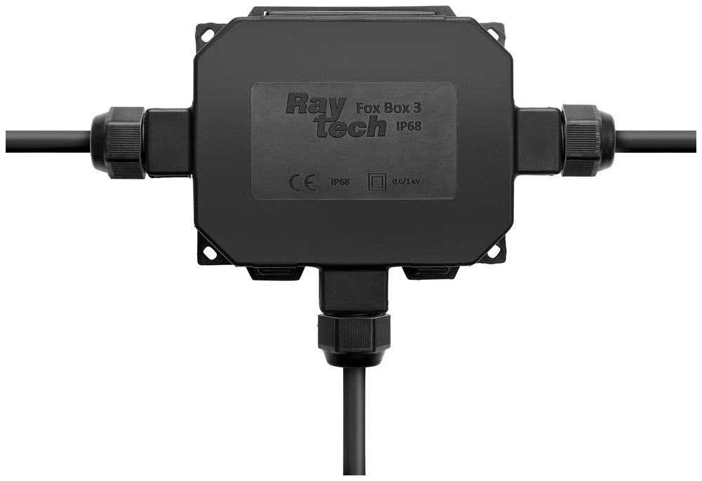 Abzweigdose Raytech FOXBOX3-N m.Gel 3×Eingängen Kabelverschraubung IP68 sz