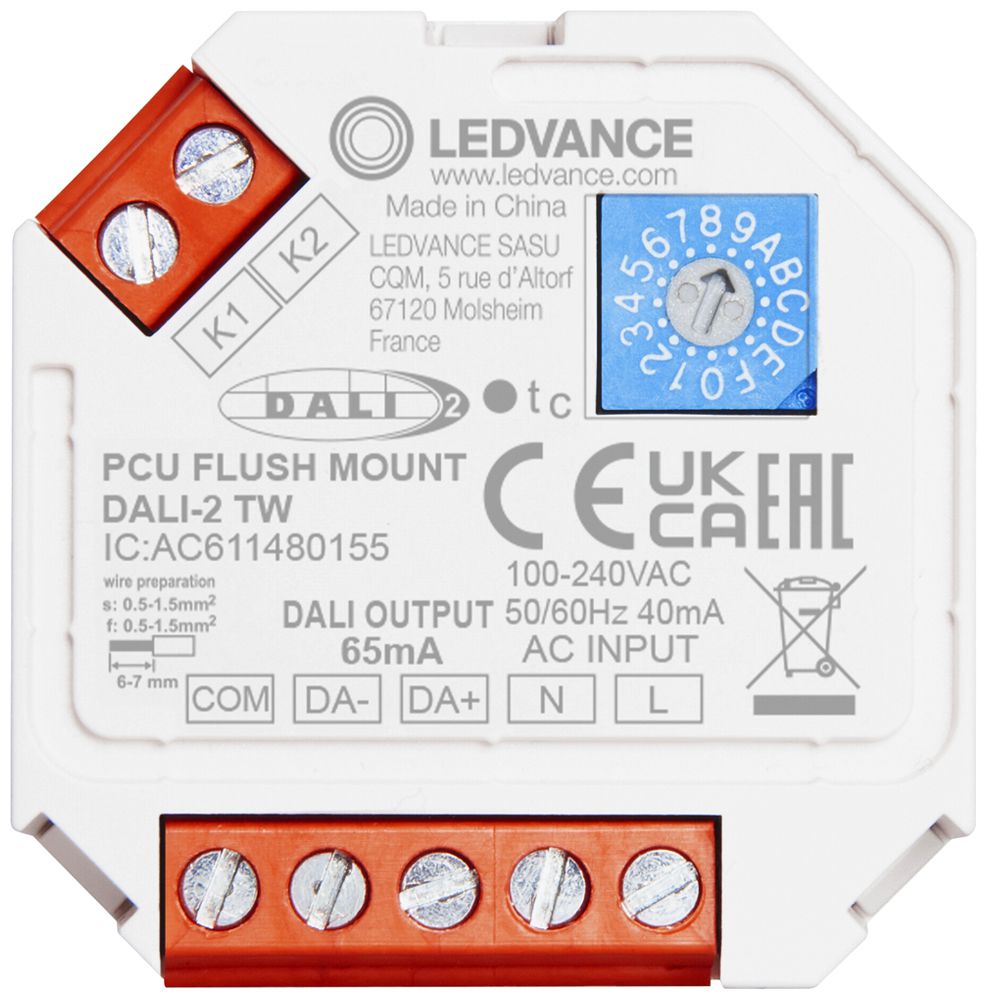 Appareil de commande LEDVANCE IP20 AC 2.5W DALI 45×45mm blanc
