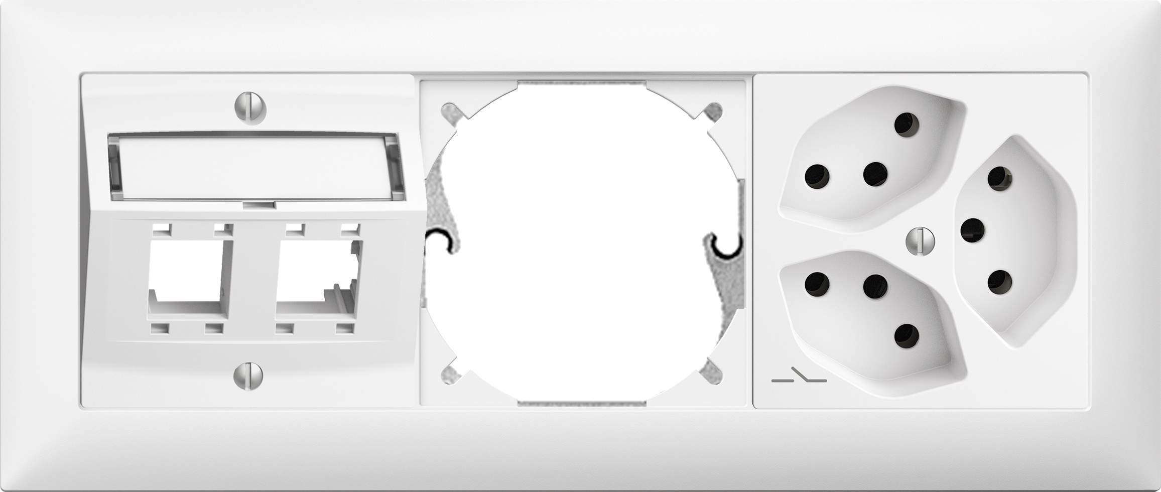 Combinazione INC Edue 1×3, Kit m.p.2×RJ45 + Posto vuoto+3xT13 1S bi