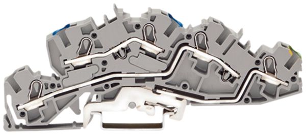 Borne 3 étages TopJob-S 4mm² N/L/PE gris WAGO