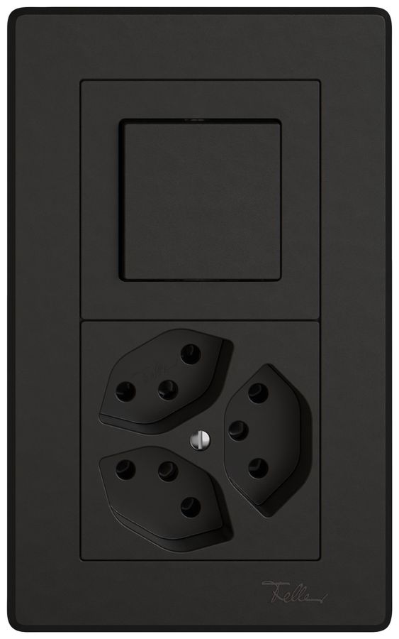 Combinazione INC EDIZIO.liv SNAPFIX® 2×1 156×96mm schema 3/1L+3×T13 nero