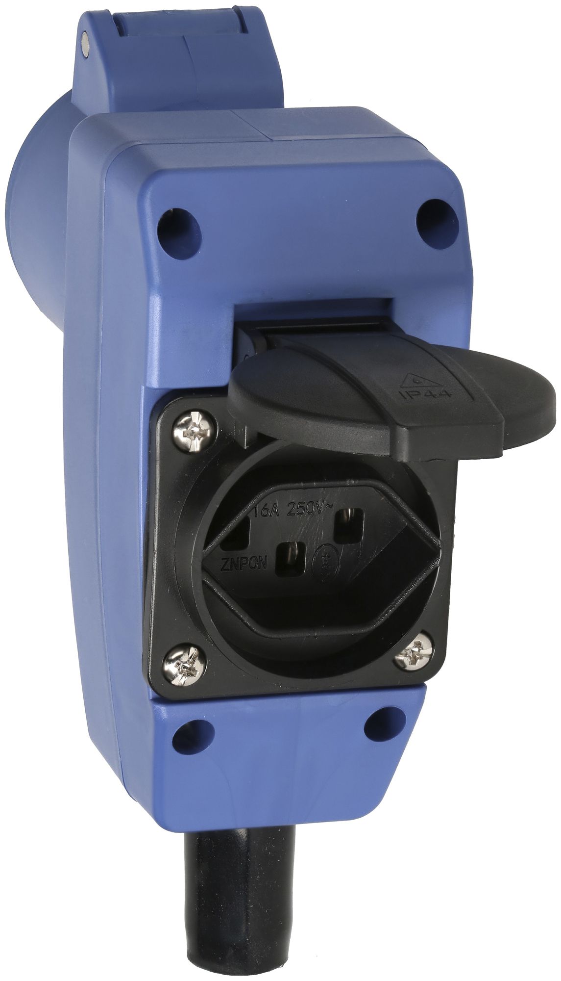 Adapter Winkelkupplungssteckdose MAX HAURI CEE16/T23 6h 3L 230V IP44 blau
