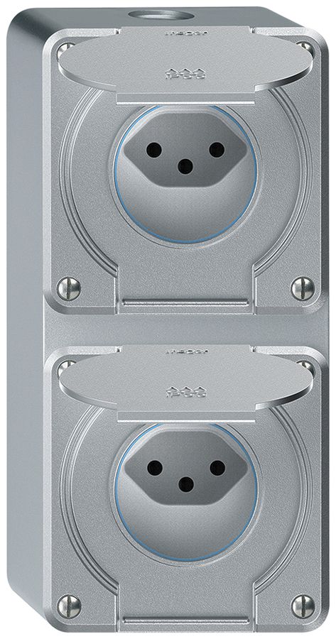 AP-Kombination robusto 2×1, 2×Steckdose T13 IP55 aluminium