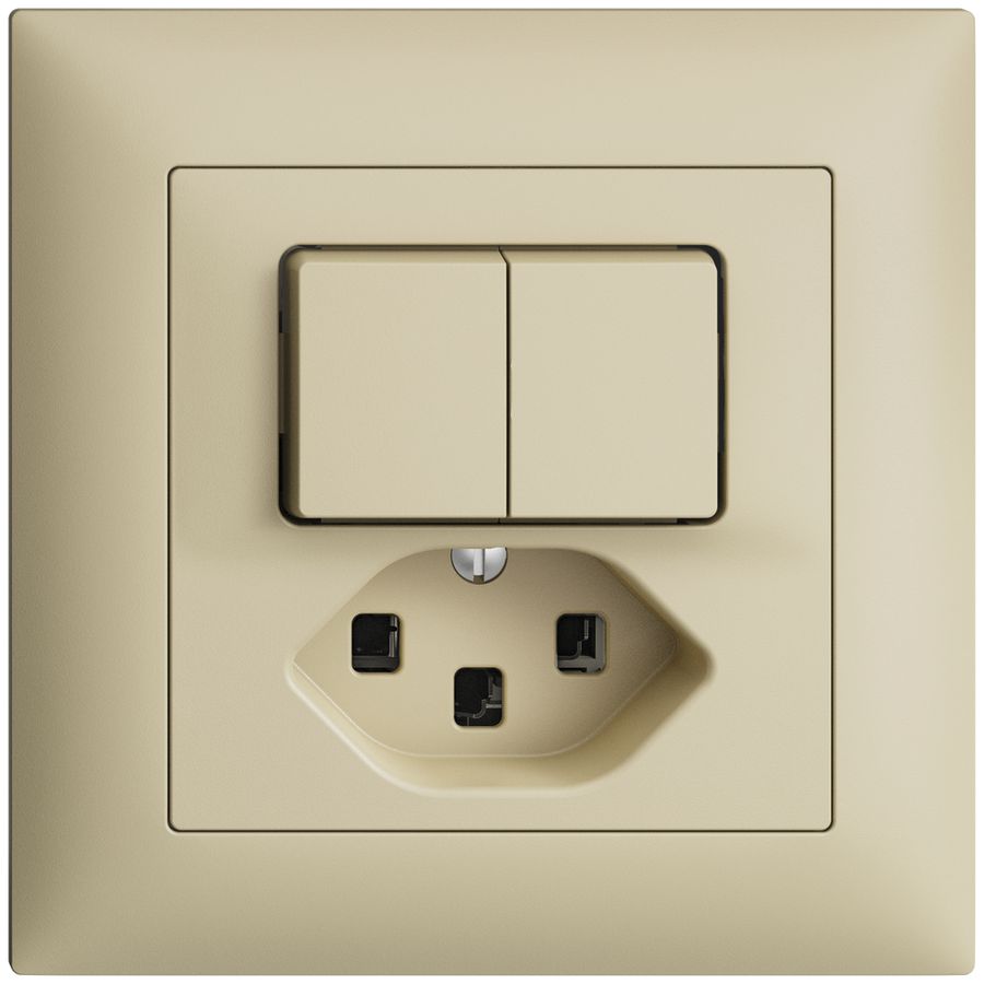 UP-Kombination 2×A-R/1L+T23 vanille, 16A EDIZIOdue