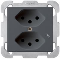 UP-Steckdose kallysto 2×T13/1 anthrazit mit Befestigungsplatte