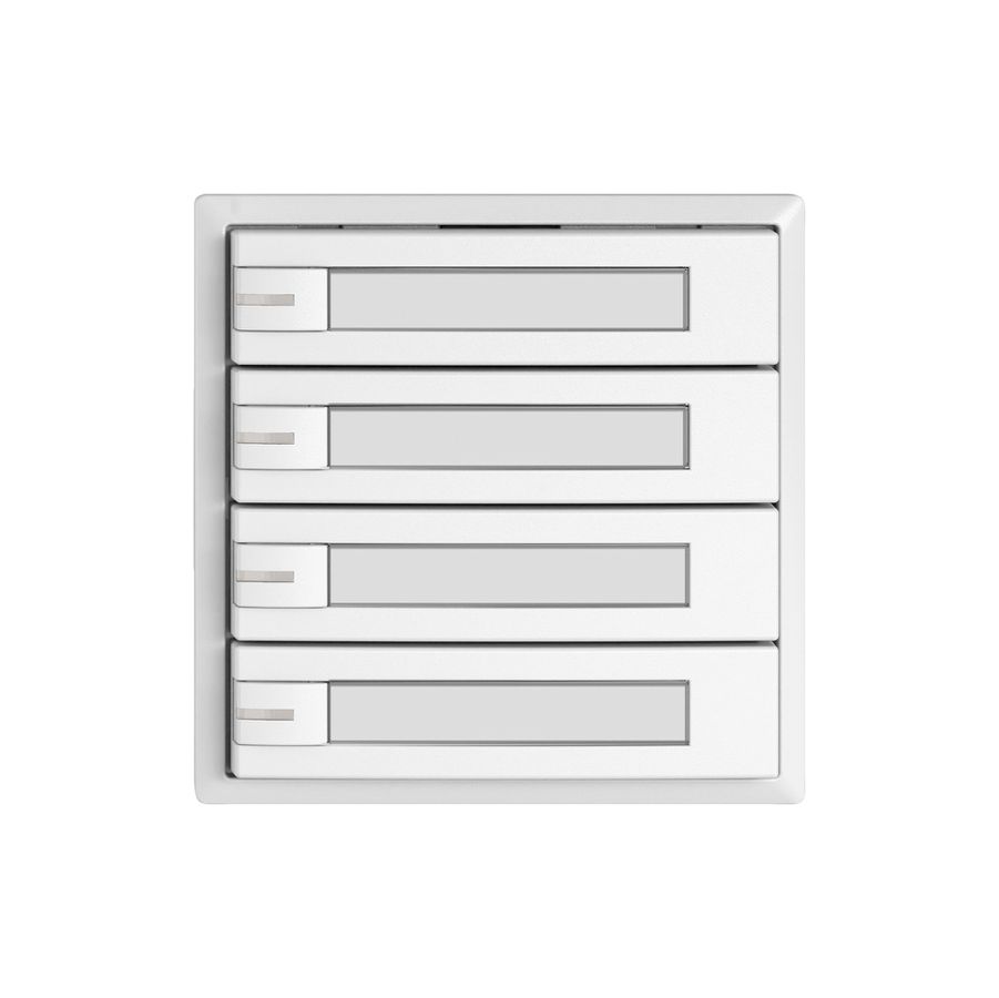 Poussoir universel EDIZIO.liv UNI SNAPFIX® 5…48V a.LED 4× comm.1T étiqu.bc