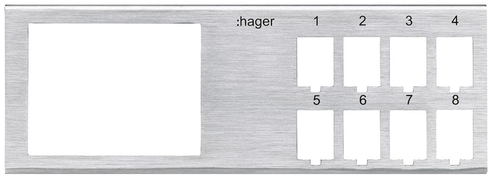 Basismodul Hager HMS 8×RJ45 Keystone, 2×FLF Gr.I, grau