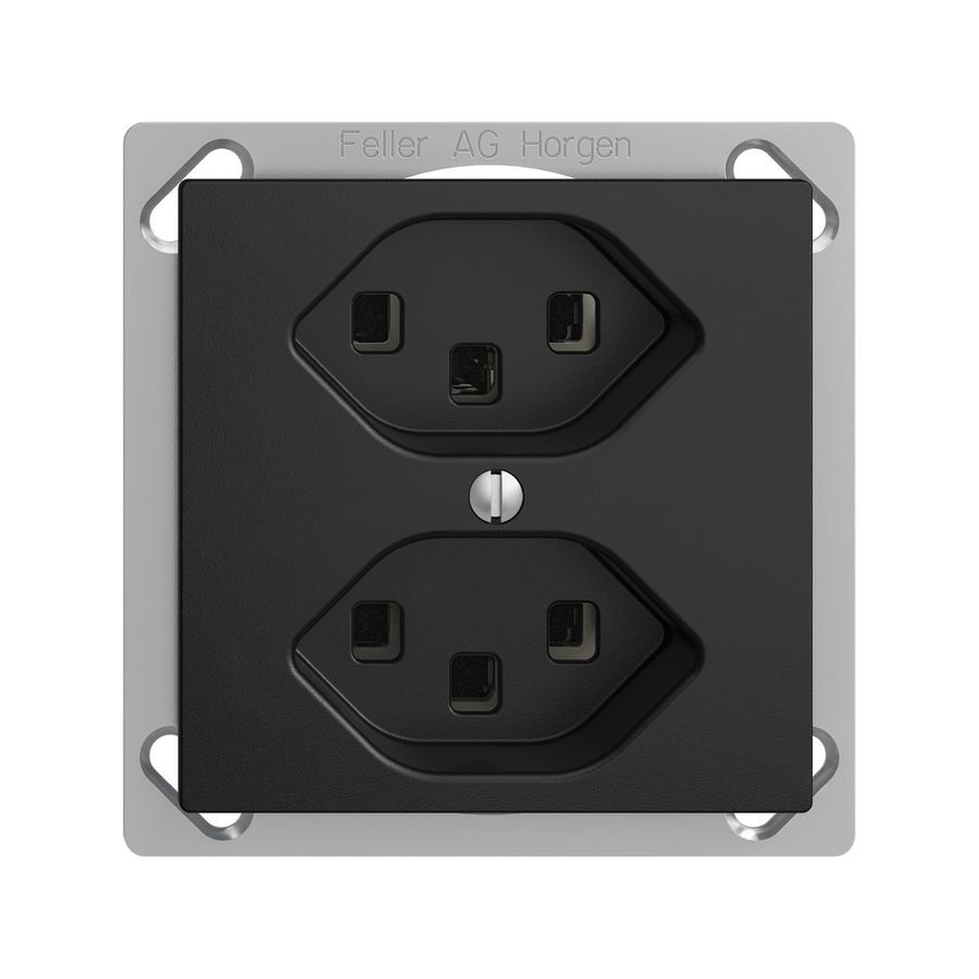 EB-Steckdose 2×T23 16A EDIZIOdue schwarz, mit Steckklemmen
