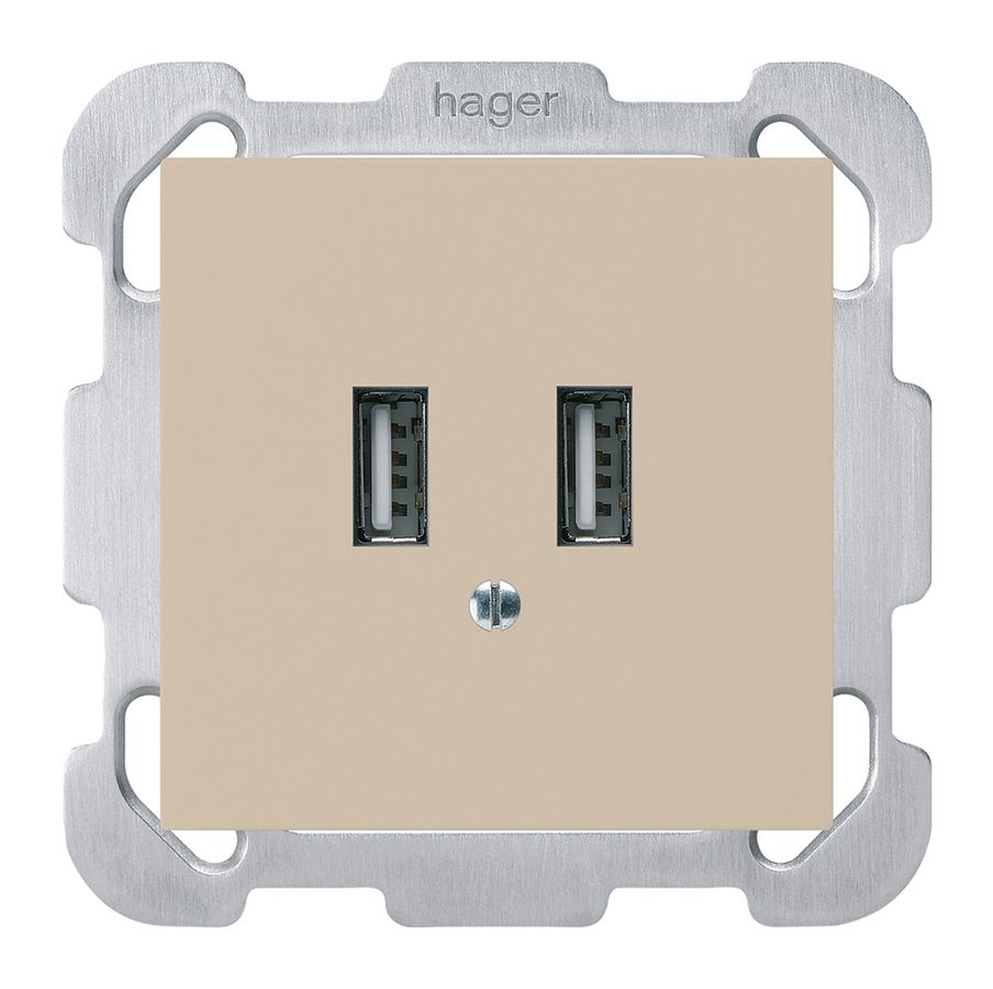 UP-USB-Ladesteckdose Hager kallysto B 240V 2400mA beige