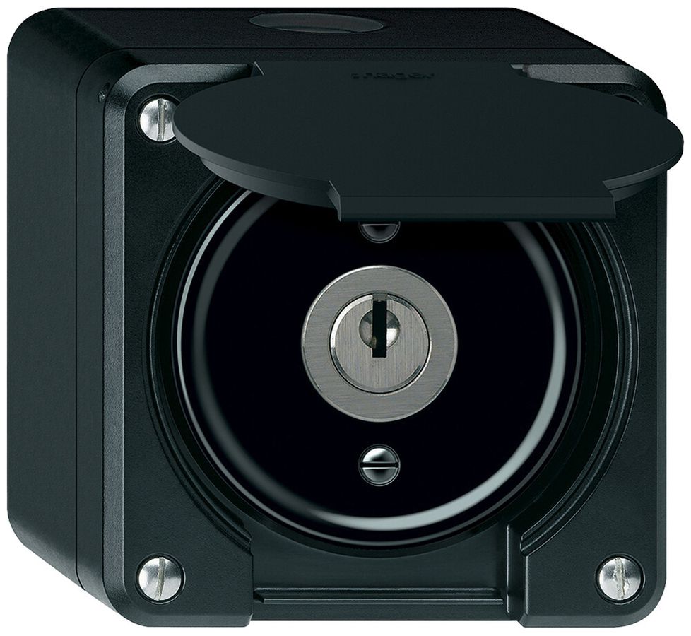 AP-Schlüsselschwenktaster robusto 2P 2NO 20A 250V 86×86mm schwarz