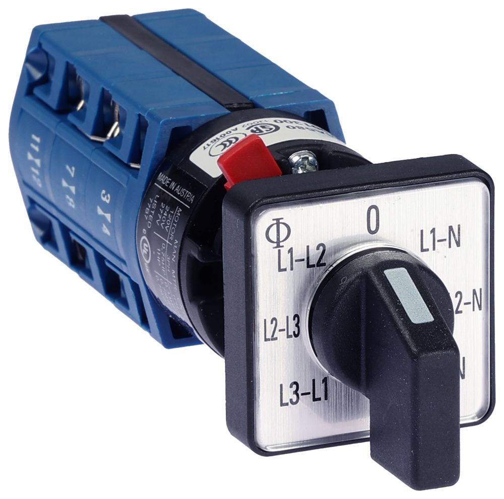 EB-Voltmeter-Umschalter K&N CG4.A007.FS2, 20A/400V 3L 30×30mm