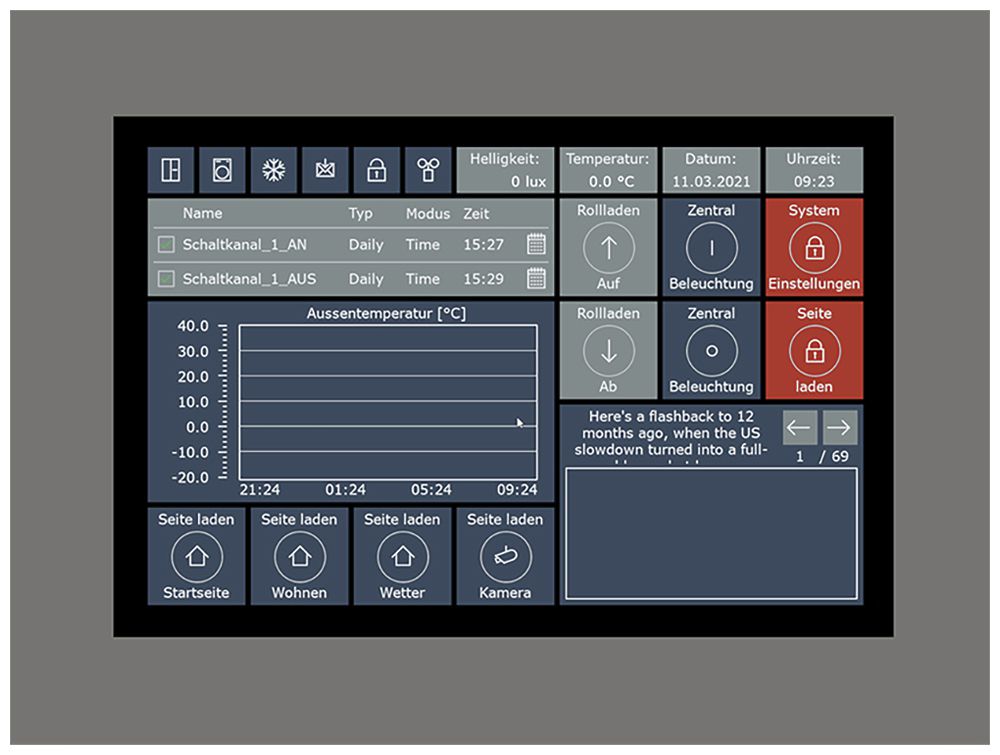 UP-Touchpanel KNX MDT VC-1001.04 10" 1280×800px farbbneutral ohne Rahmen