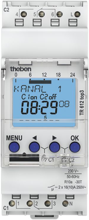 Minuteur AMD numérique Theben TR 612 top3, 2-canal