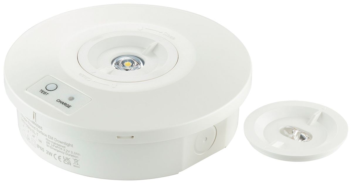 LED-Sicherheitsleuchte Philips EM152C IP65 2W 273lm 6500K bat 3h ST Ø155mm weiss