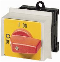 EB-Drehschalter EIN-AUS ETN, P1, 25A, 3P+N, NOT-AUS-Funktion, Knebel rot