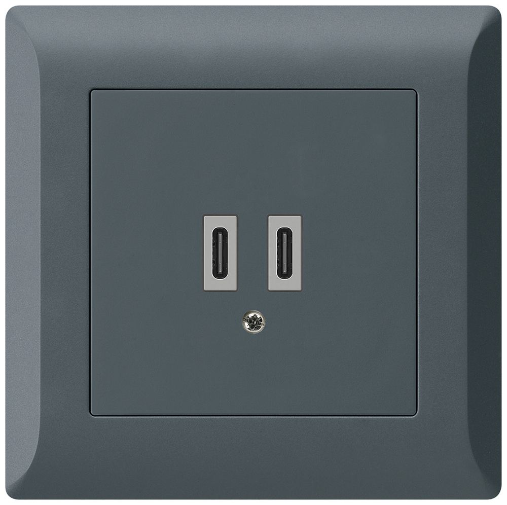 UP-USB-Ladesteckdose Hager kallysto.line C-C 20W 5V 92×92mm anthrazit