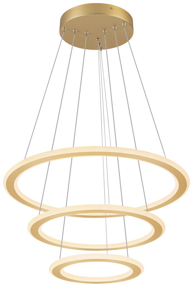LED-Pendelleucht.SLV ONE FLAT triple 58W 3500lm 927/930 DALI direkt Ø800 Messing
