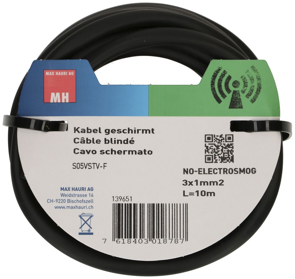 Cavo MAX HAURI 3×1mm², schermato, nero, 10 m