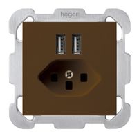 UP-Steckdose 2×USB & T23 kallysto B 2400mA braun