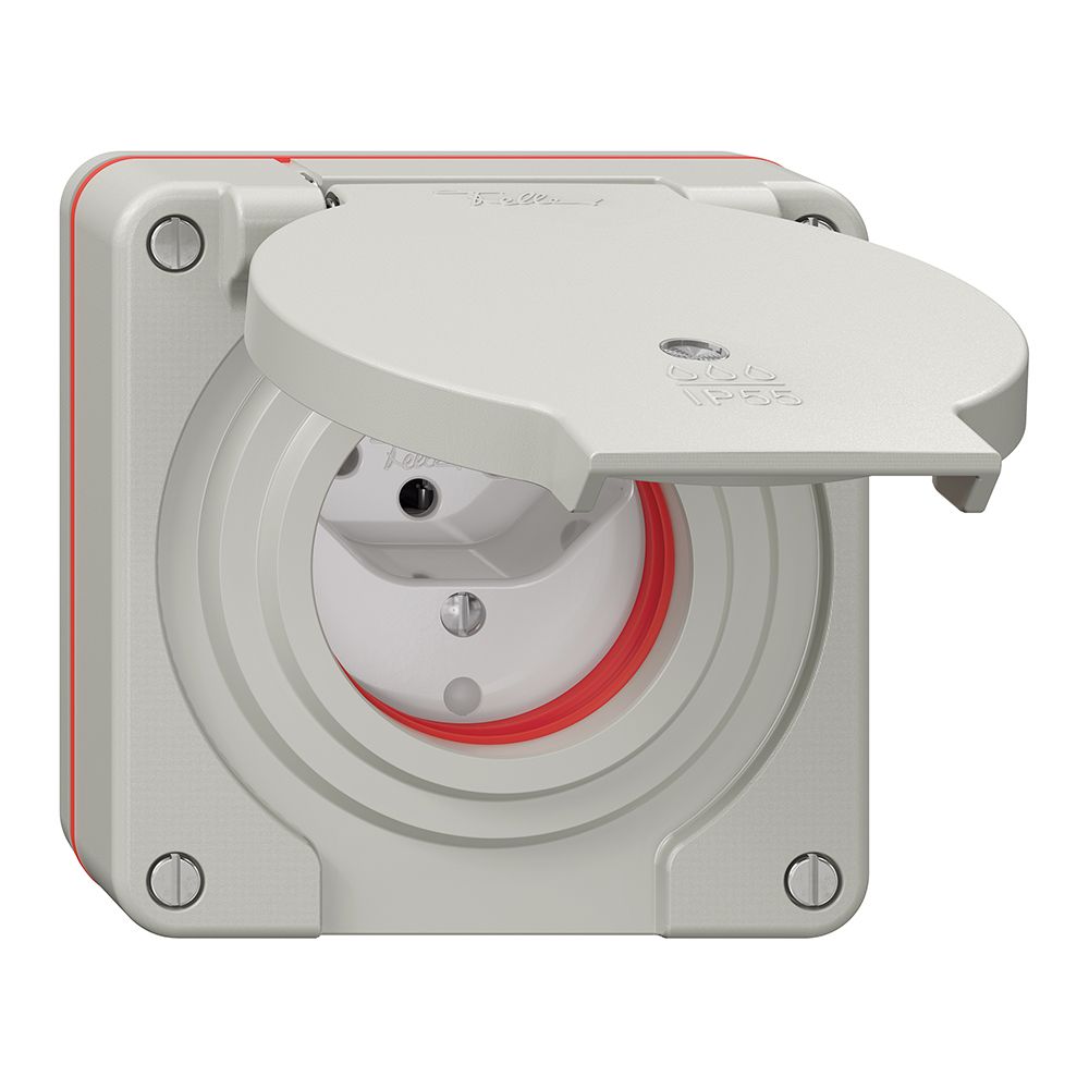 Prise NUP NEVO, 1×T13, IP55 d'après SN 441011, a.joint rouge, a.LED, gris clair