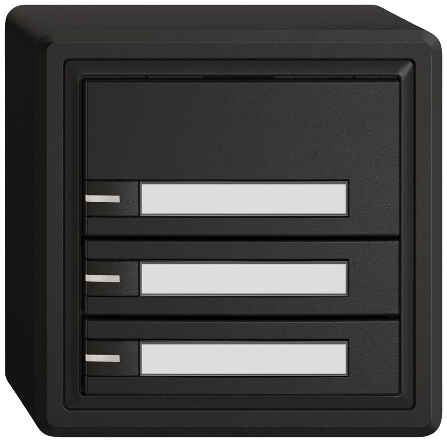 Poussoir universel AP EDIZIO.liv UNI SNAPFIX® 5…48V a.LED 3× comm.1T étiqu.no