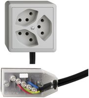 Presa AP EDIZIOdue 3×T13 L1 Snap grigio chiaro, per cavo piatto Technofil