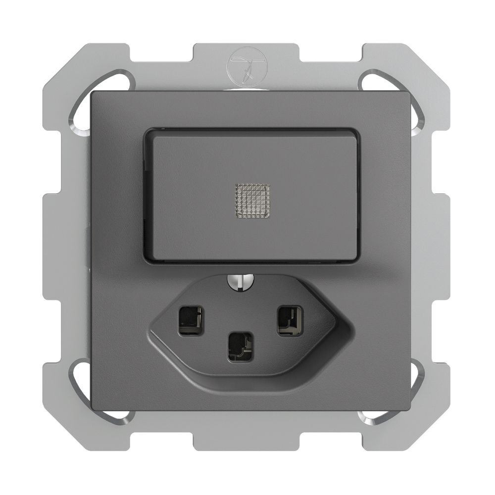 UP-Leuchtkombination A-R/1L+T23 dunkelgrau LS EDIZIOdue mit Linse, LED gelb