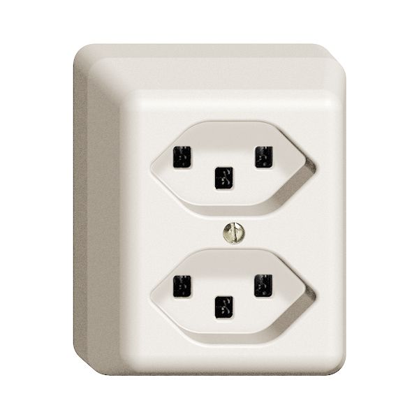 Prise AP 2×T23 16A blanc FH, avec bornes enf.