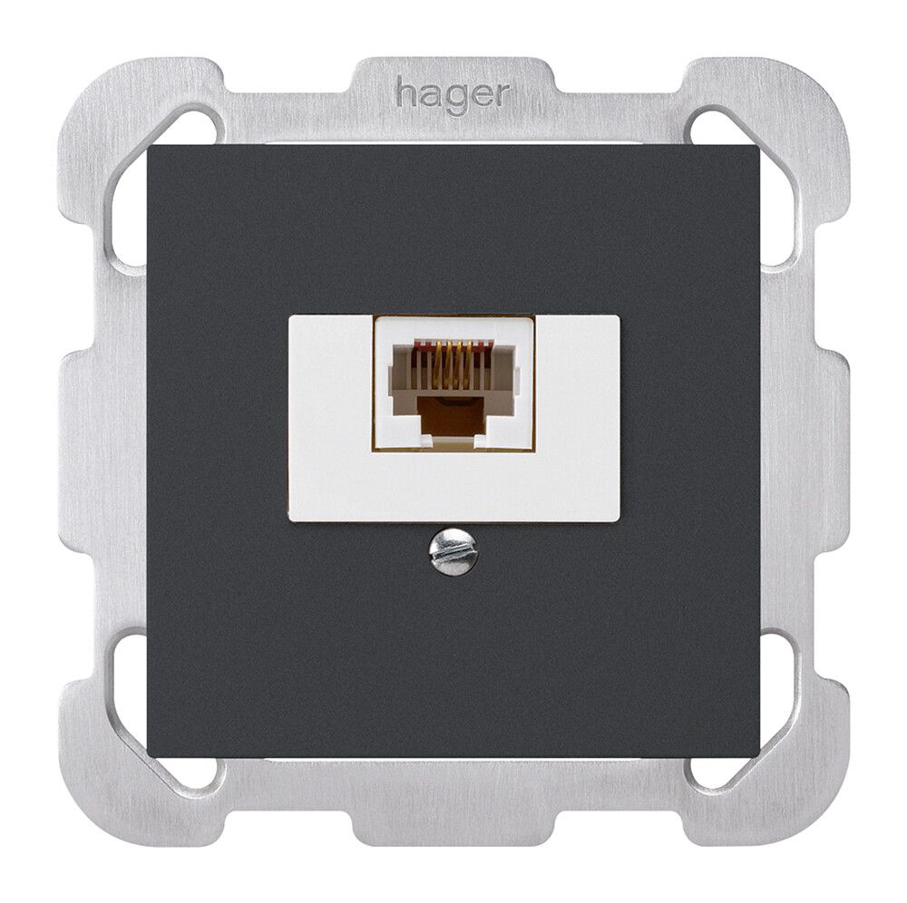Einsatz zu Anschlussdose kallysto 1×RJ45u schwarz mit Befestigungsplatte