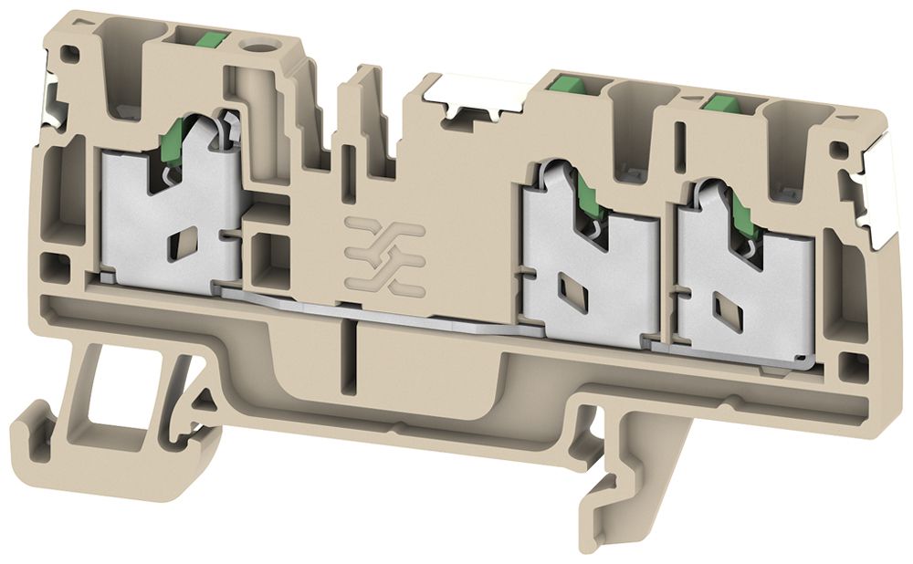 Morsetto passaggio componibile S3C 2.5 DL 2.5mm² 24A 800V SNAP IN 3×1 DIN35 be
