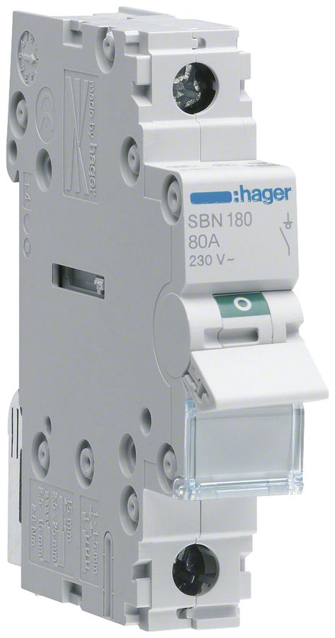 REG-Ausschalter Hager 80A 230V 1 Schliesser 0 Öffner 0 Wechsler 1TE