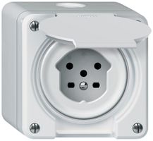 Presa AP robusto 1×T15 10A 400V 86×86mm IP21 bianco