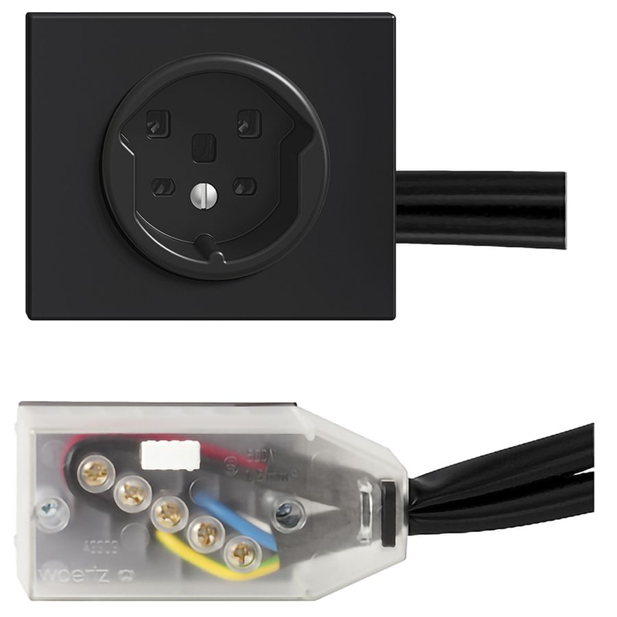 EB-Steckdose T25 16A schwarz für Flachkabel Technofil