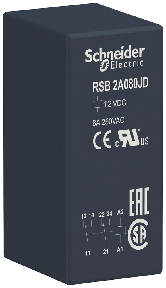 Interfacerelais Zelio RSB 2CO 8A 12VDC RT I