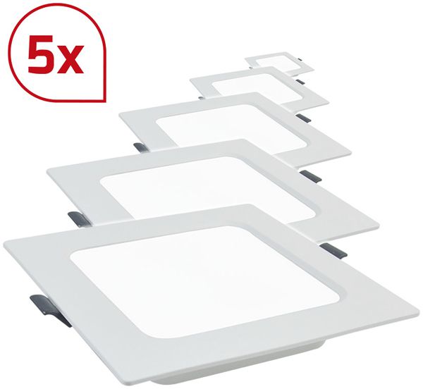 EB-LED-Deckenleuchte DOTLUX SQUAREeco 22W 1980lm 840 224×224mm weiss 5er Set