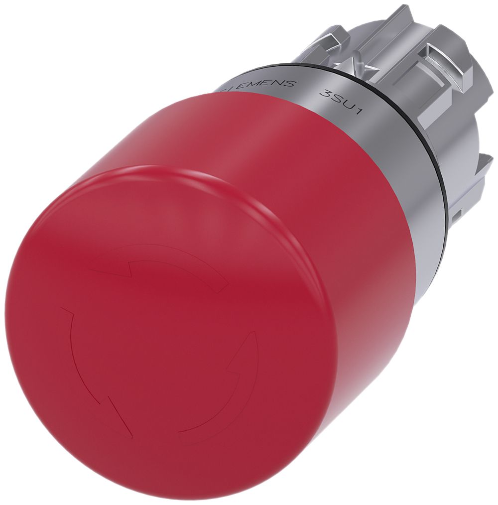 Poussoir Siemens SIRIUS ACT ISO dév.tournant Ø30mm rouge métal brillant