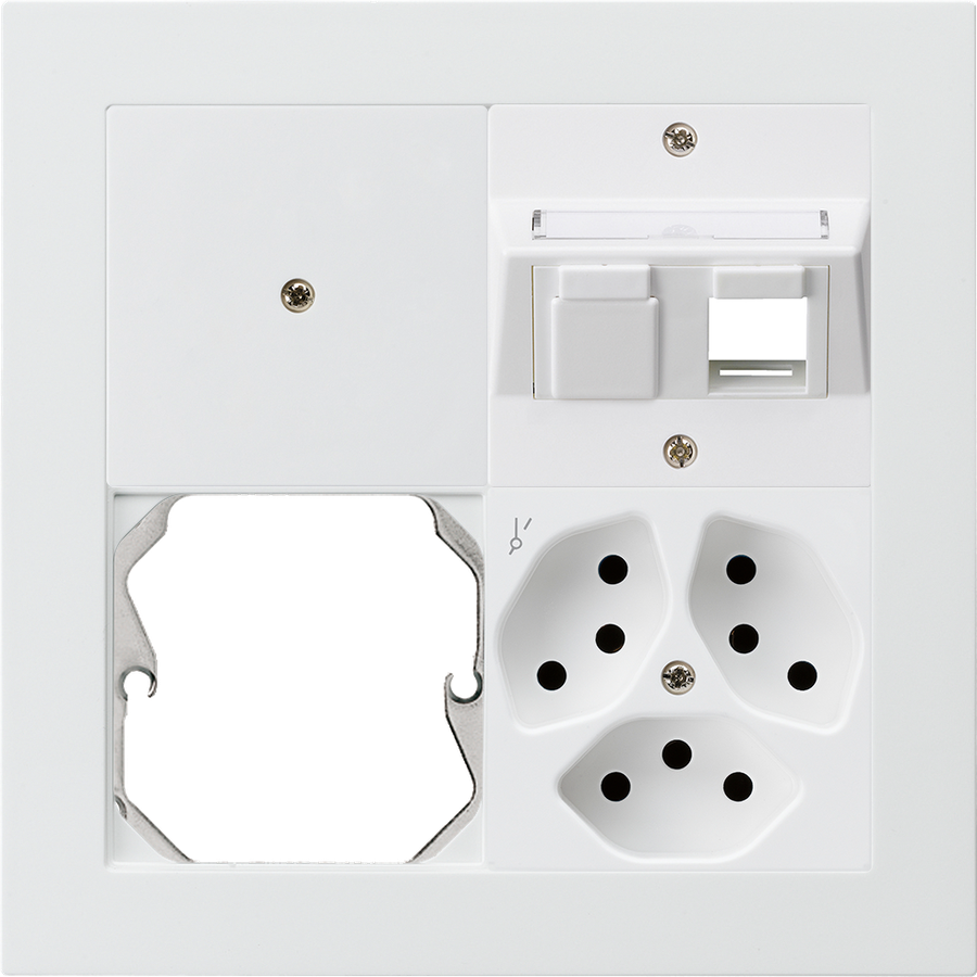 UP-Kombination KLI 2x2, Blind + 2xRJ45 + Leer + 3xT13 ws