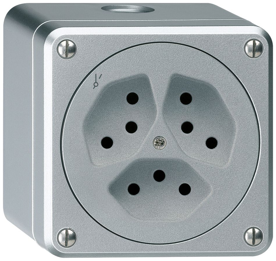 Presa AP ROB 3×tipo 13/1 alluminio senza copercchio